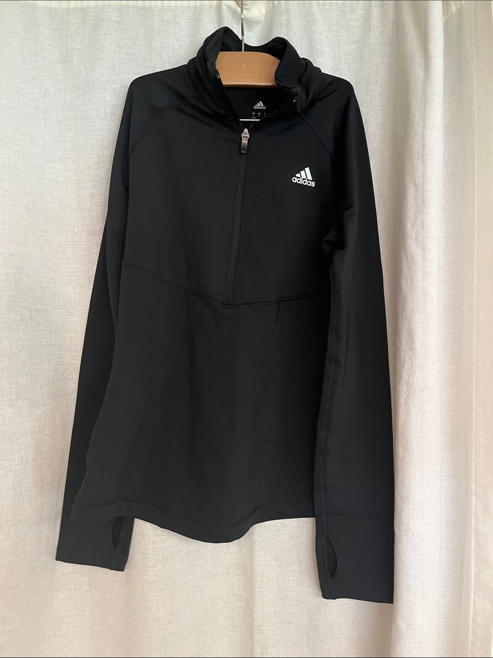 adidas Black Half-Zip Athletic Pullover Top